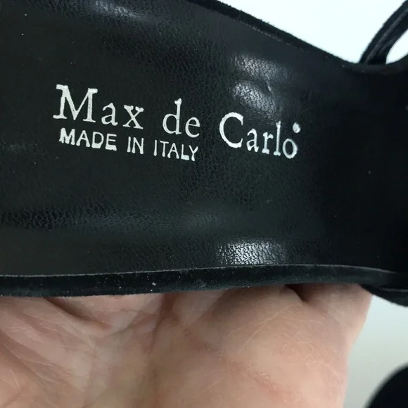 Black suede open toe heels - Picture 4 of 9